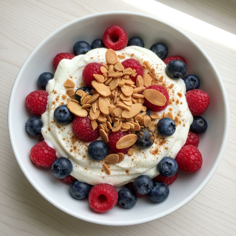 Greek Yogurt Protein Parfait with Berries and Almonds