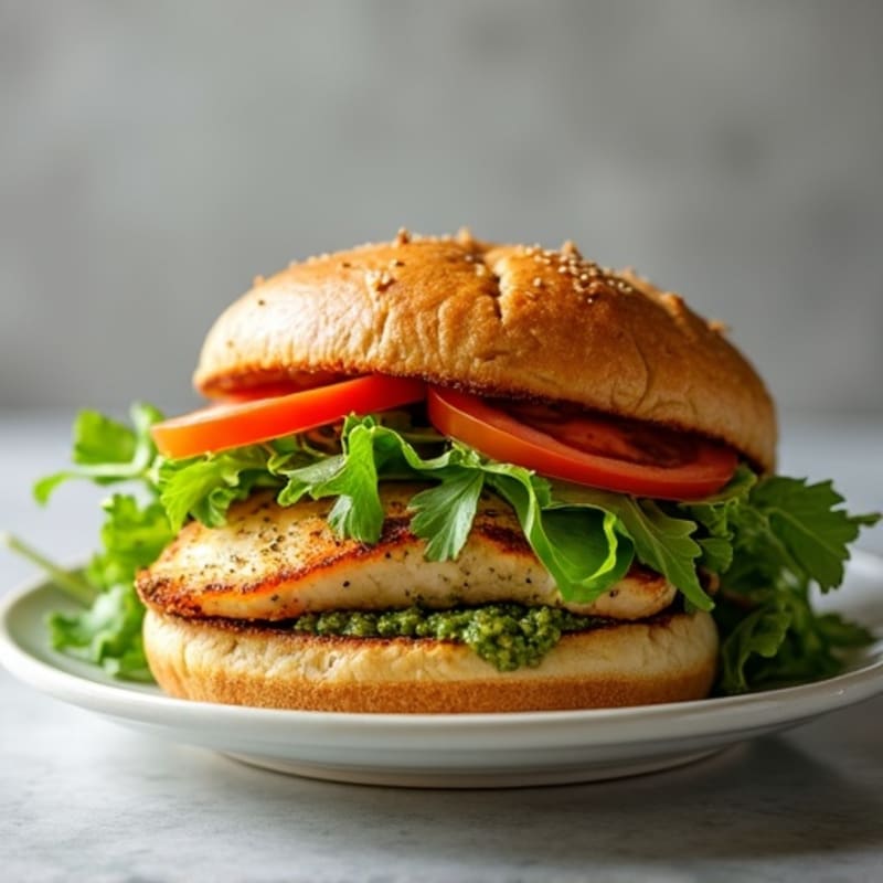 Herb-Pesto Grilled Chicken Sandwich with Fresh Greens