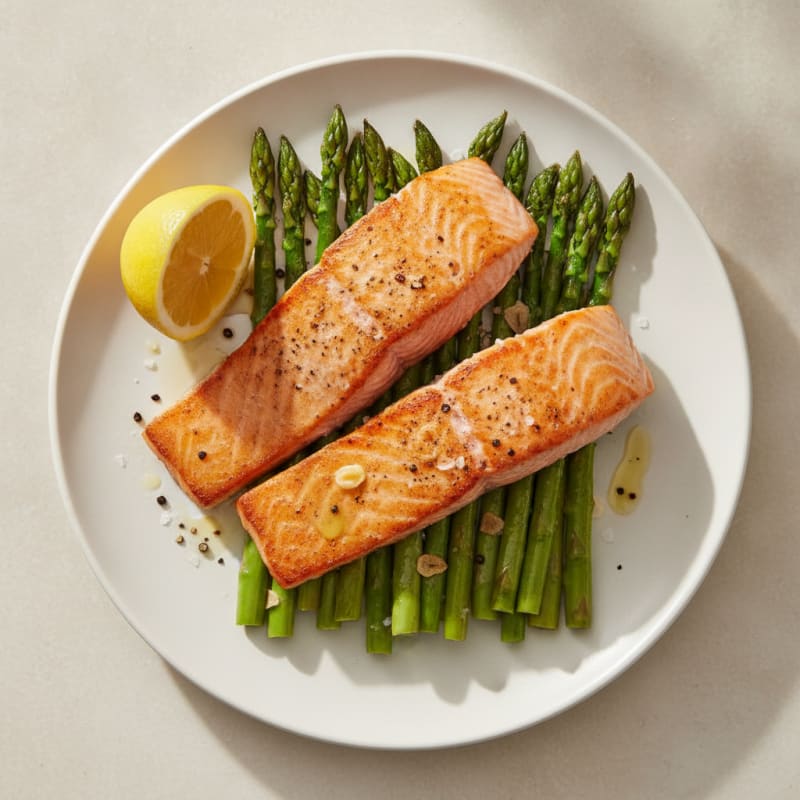 Pan-Seared Salmon with Roasted Asparagus