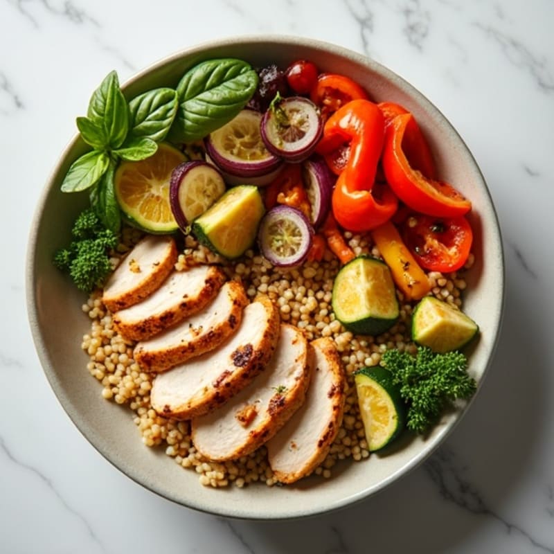 Grilled Chicken and Quinoa Power Bowl with Roasted Vegetables