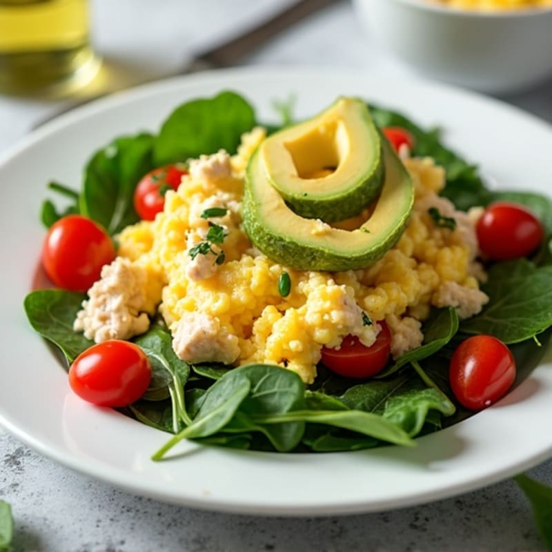 Egg White Spinach Scramble with Turkey Breast