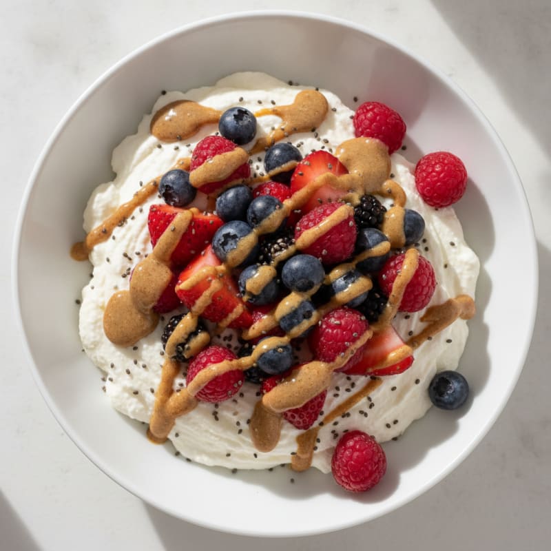 Creamy Greek Yogurt Protein Mousse with Mixed Berries