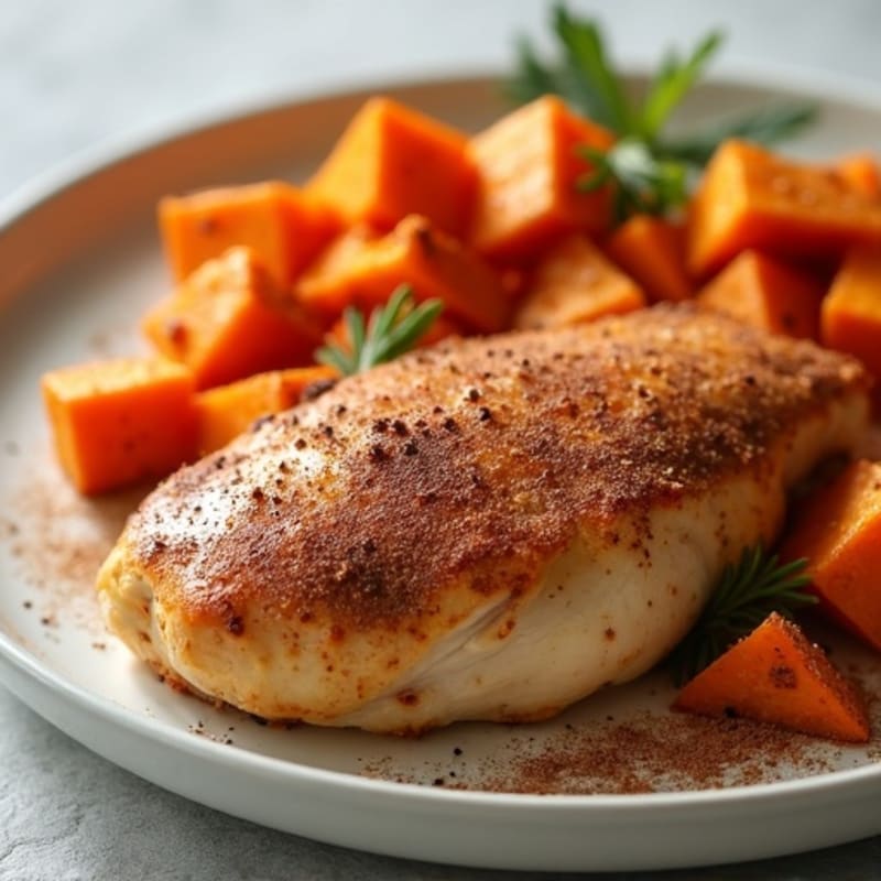 Cinnamon-Spiced Baked Chicken and Sweet Potato