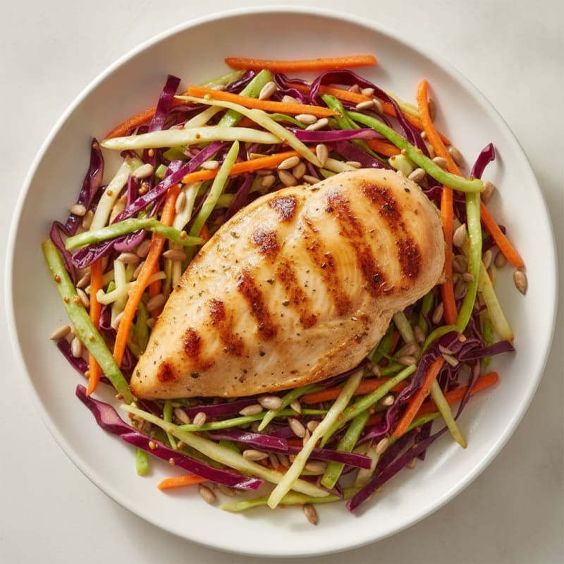 Grilled Chicken Breast with Crunchy Cabbage Slaw