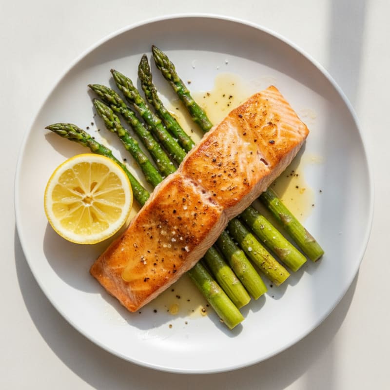 Pan-Seared Salmon with Roasted Asparagus