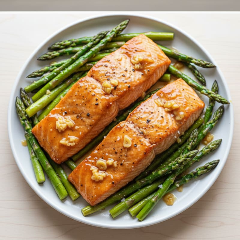 Golden Teriyaki-Glazed Salmon with Roasted Asparagus