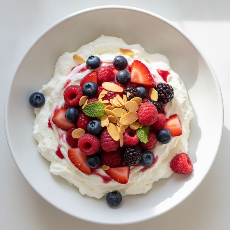 Creamy Greek Yogurt Protein Mousse with Mixed Berries