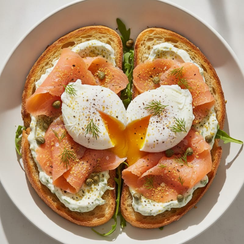 Smoked Salmon Sourdough with Poached Eggs