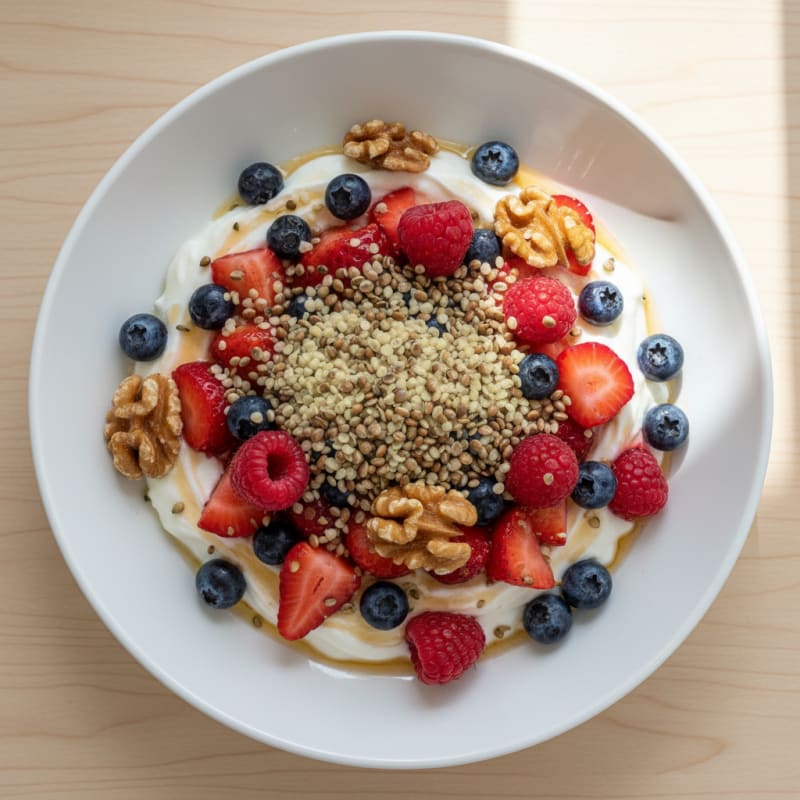 Creamy Greek Yogurt with Mixed Berries and Vanilla Protein
