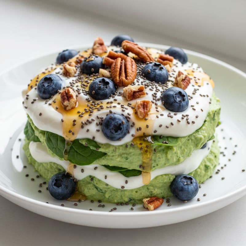 Greek Yogurt Parfait with Spinach and Chia Seeds