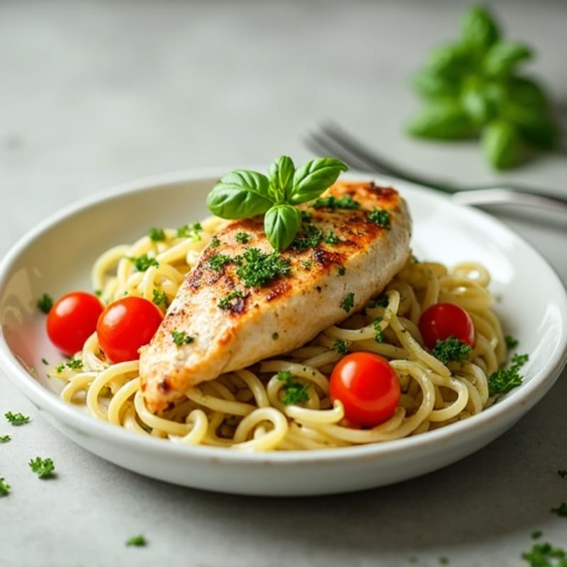 Creamy Pesto Chicken Pasta with Fresh Herbs