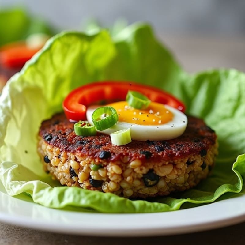 Crispy Black Bean Veggie Burger Lettuce Wraps