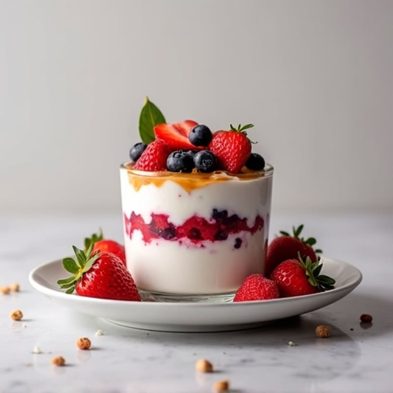 Greek Yogurt Protein Parfait with Mixed Berries and Almond Butter