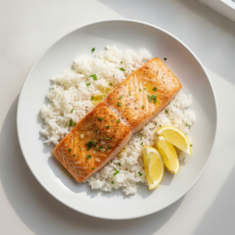 Baked Salmon with White Rice