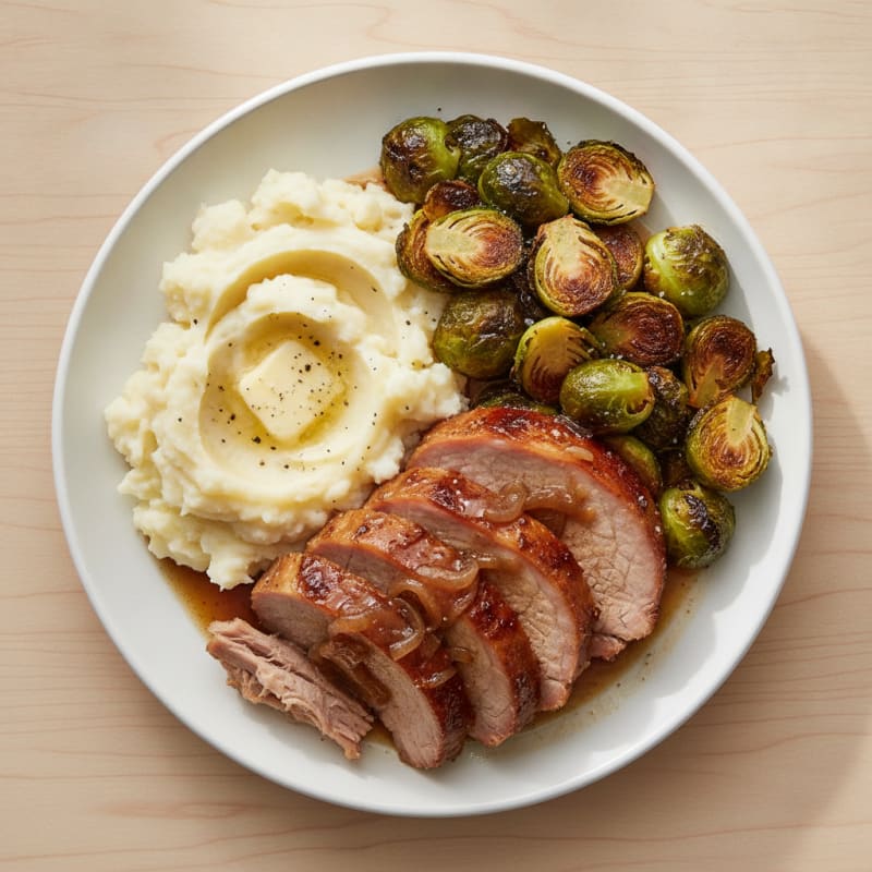 Slow-Cooked Pork Roast with Mashed Potatoes