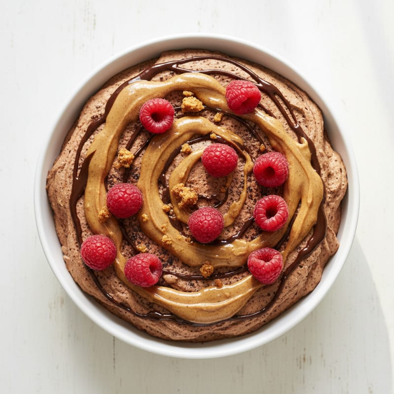 Chocolate Protein Mousse with Almond Butter Swirl