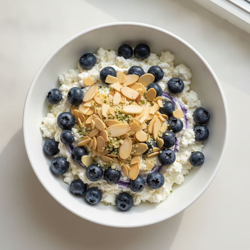 Cottage Cheese Berry Bowl with Sliced Almonds