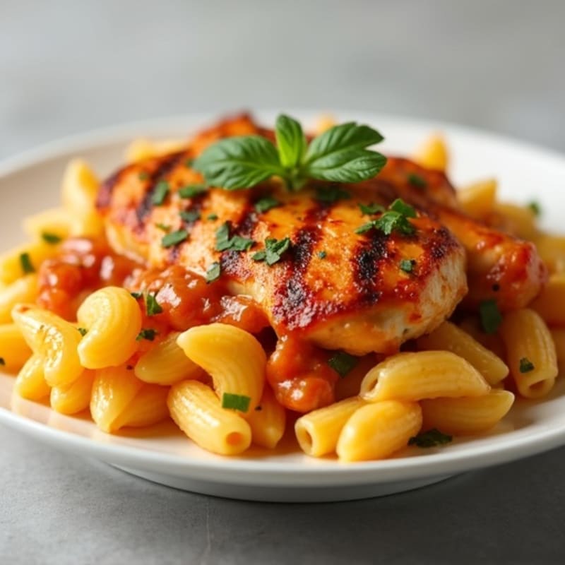 Barbecue Chicken with Creamy Protein Mac and Cheese
