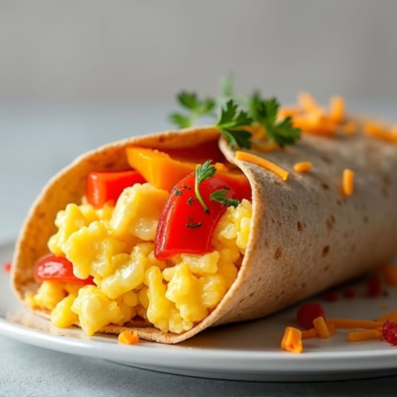 Egg and Pepper Scramble Wrap with Sautéed Onion
