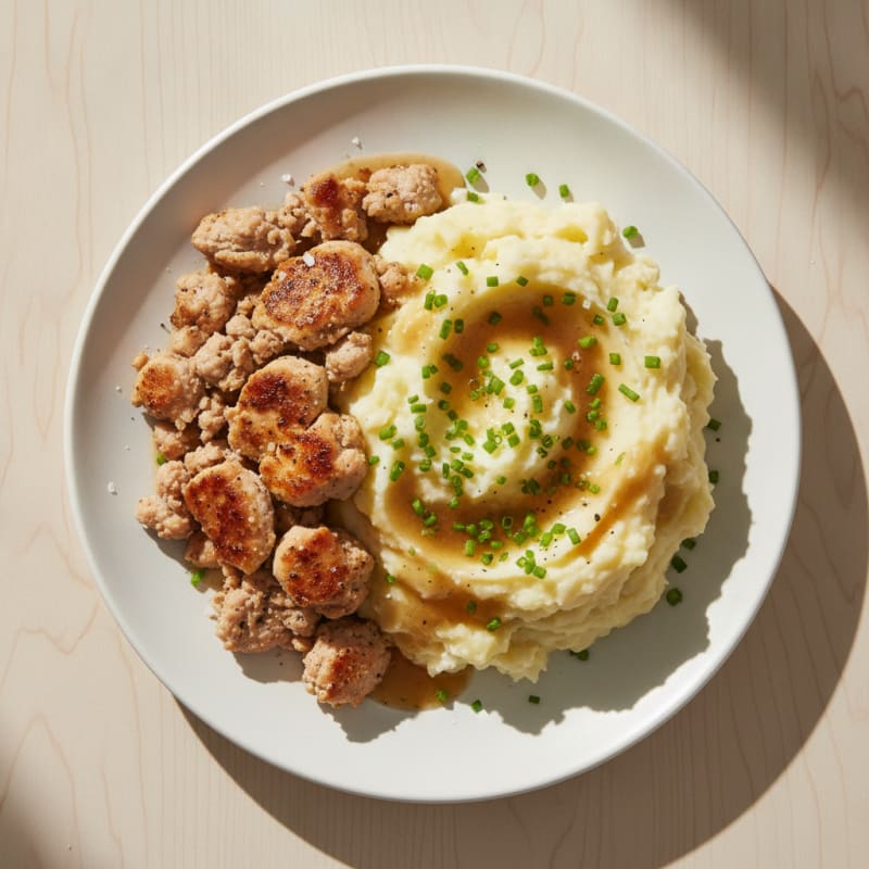 Buttery Garlic Mashed Potatoes with Savory Turkey