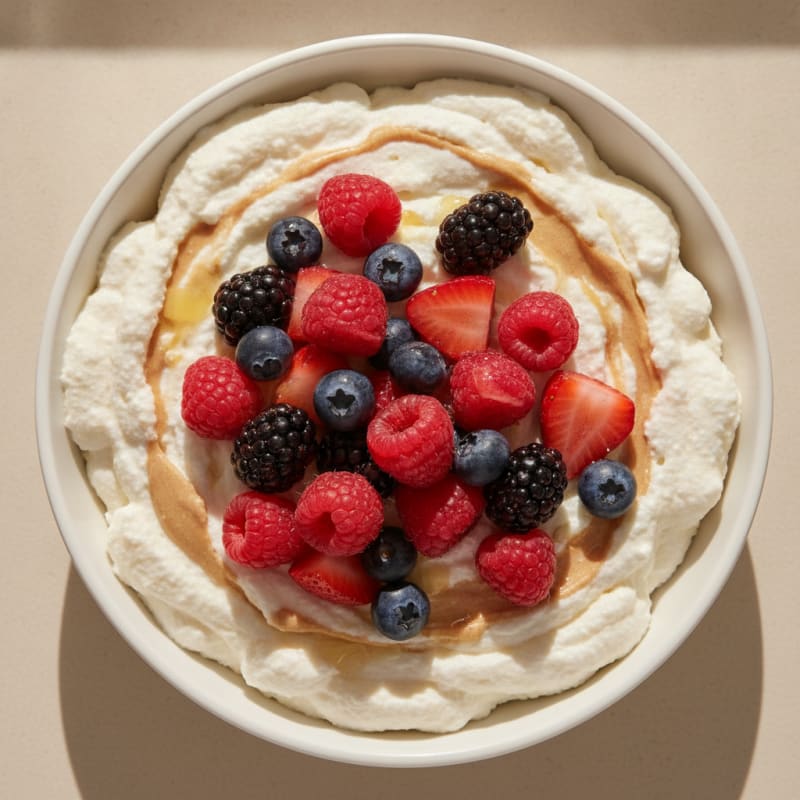 Greek Yogurt Protein Mousse with Mixed Berries