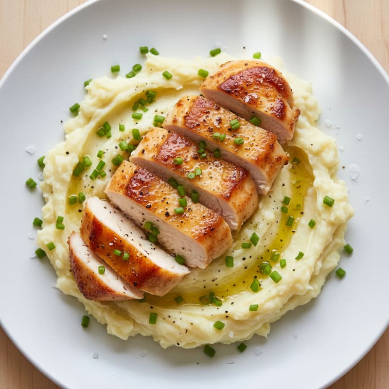 Creamy Garlic Mashed Potatoes with Roasted Chicken