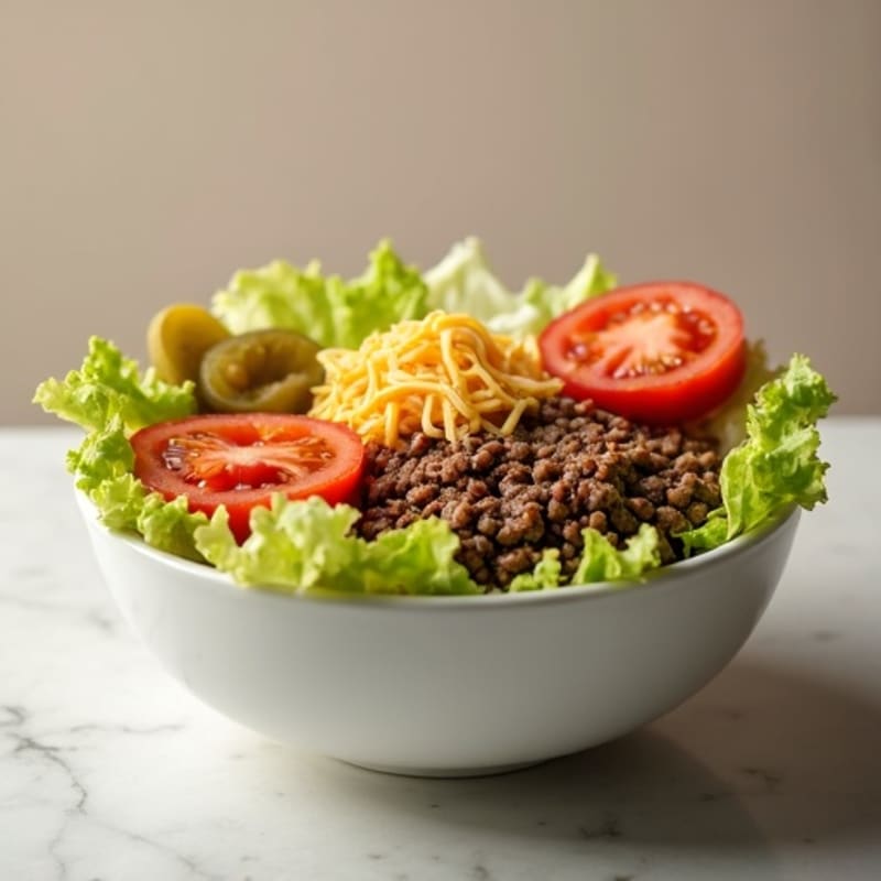 Lean Ground Beef Big Mac Bowl with Creamy Special Sauce