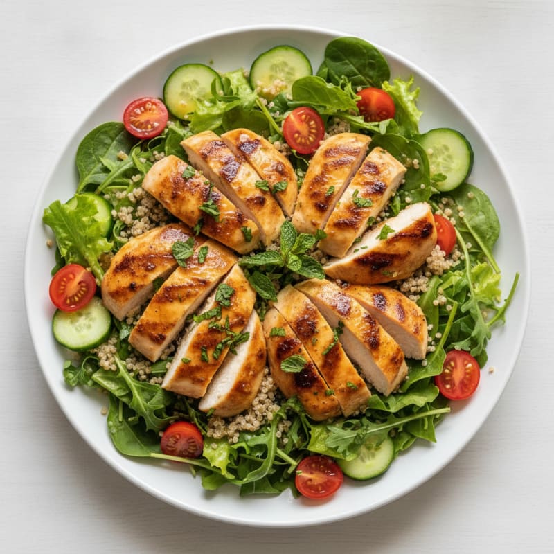 Grilled Chicken and Quinoa Salad with Fresh Greens