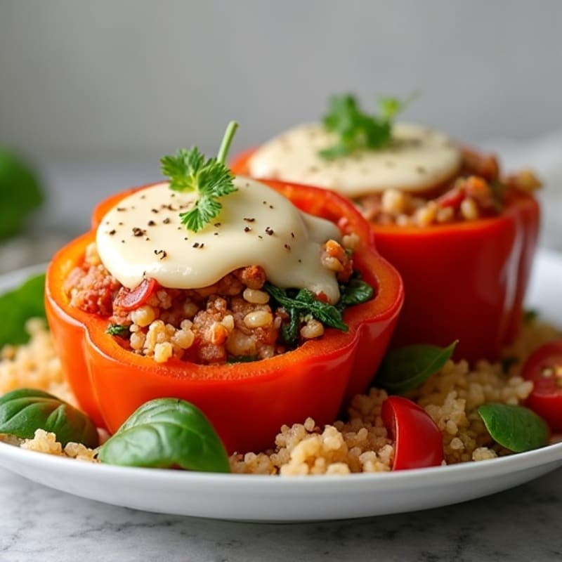 Stuffed Bell Peppers with Savory Turkey Pepperoni and Melty Mozzarella