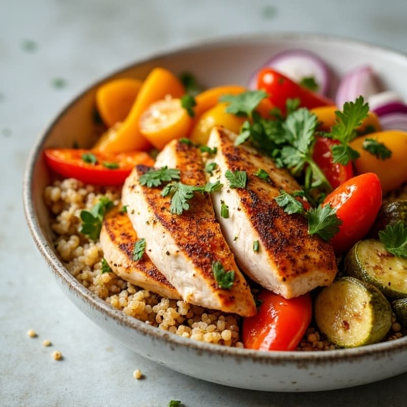 Herb-Spiced Chicken Shawarma Bowl with Roasted Vegetables