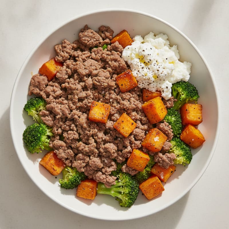 Lean Ground Beef and Sweet Potato Bowl
