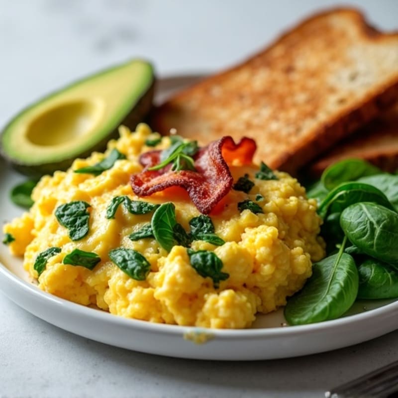 Egg White Scramble with Spinach and Turkey Bacon