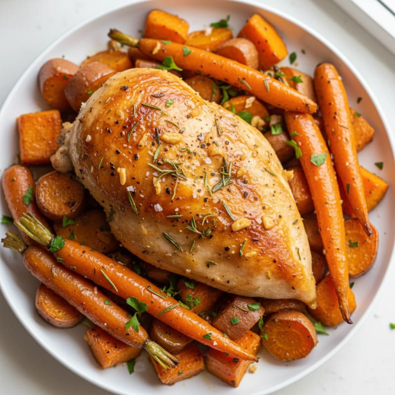 Garlic Herb Roasted Chicken with Root Vegetables