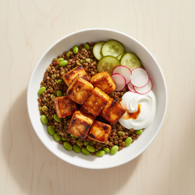 Grilled Paneer and Lentil Power Bowl with Crunchy Vegetables
