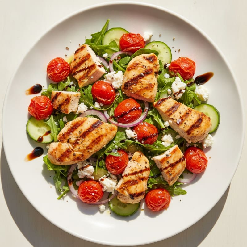 Roasted Tomato and Feta Salad with Grilled Chicken