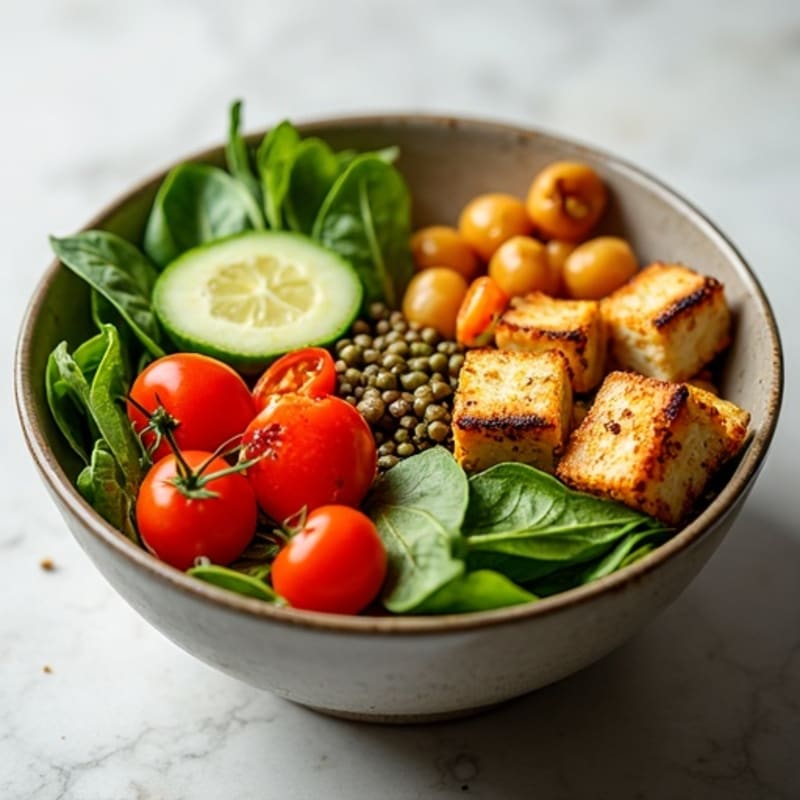 Crispy Roasted Chickpea and Fresh Vegetable Bowl