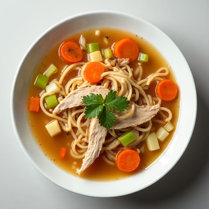 Hearty Shredded Chicken and Vegetable Noodle Soup