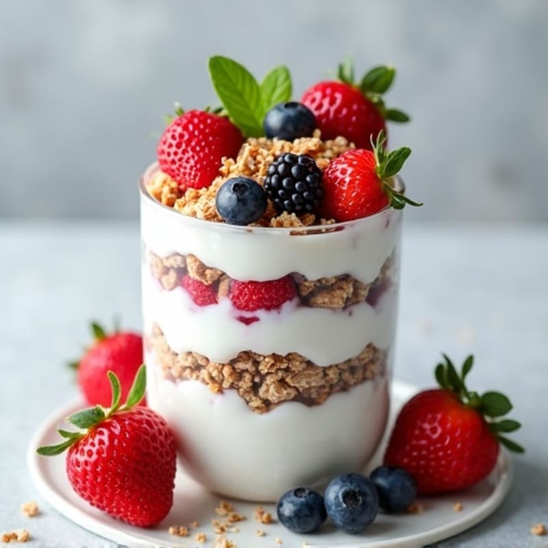 Greek Yogurt Parfait with Mixed Berries and Hemp Seeds