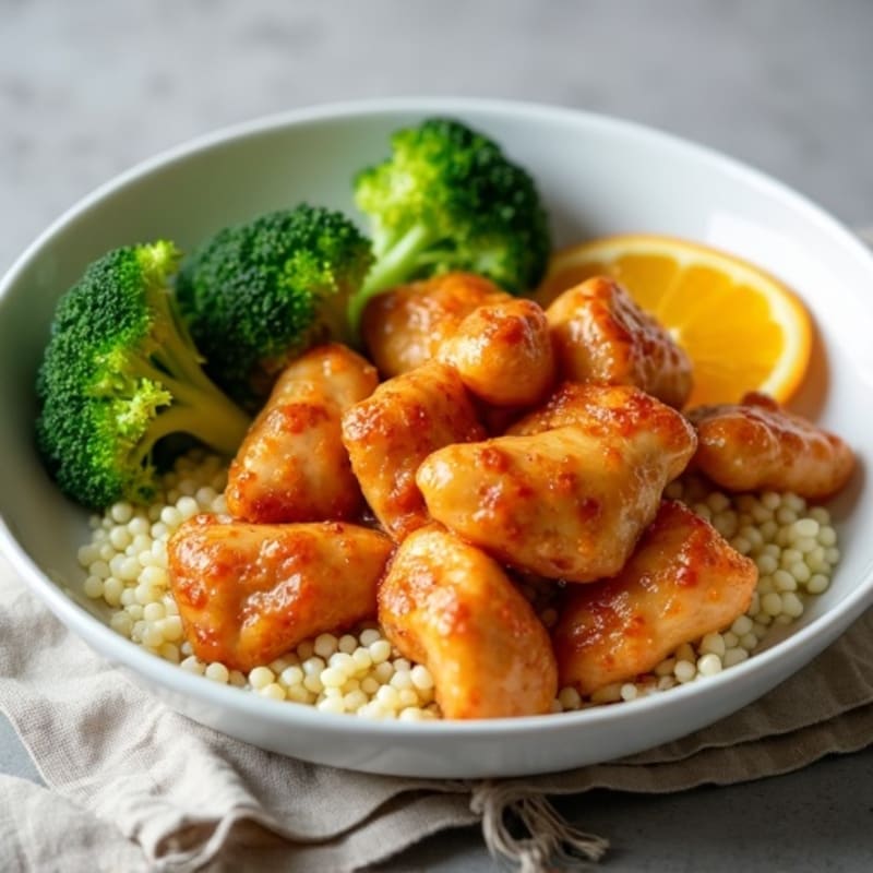 Crispy Orange Glazed Chicken with Steamed Broccoli
