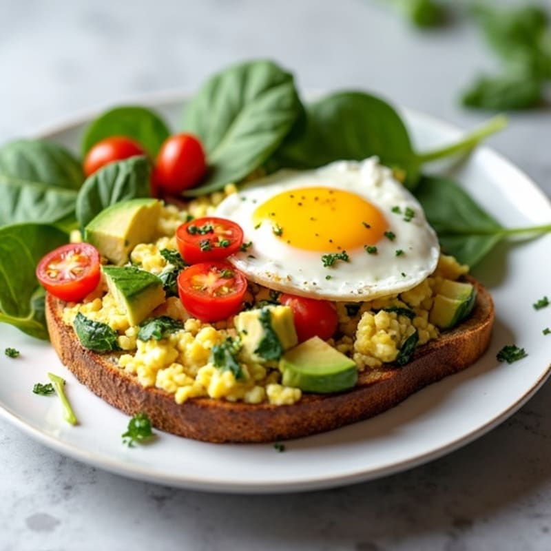 Egg White and Spinach Scramble with Cottage Cheese and Cherry Tomatoes