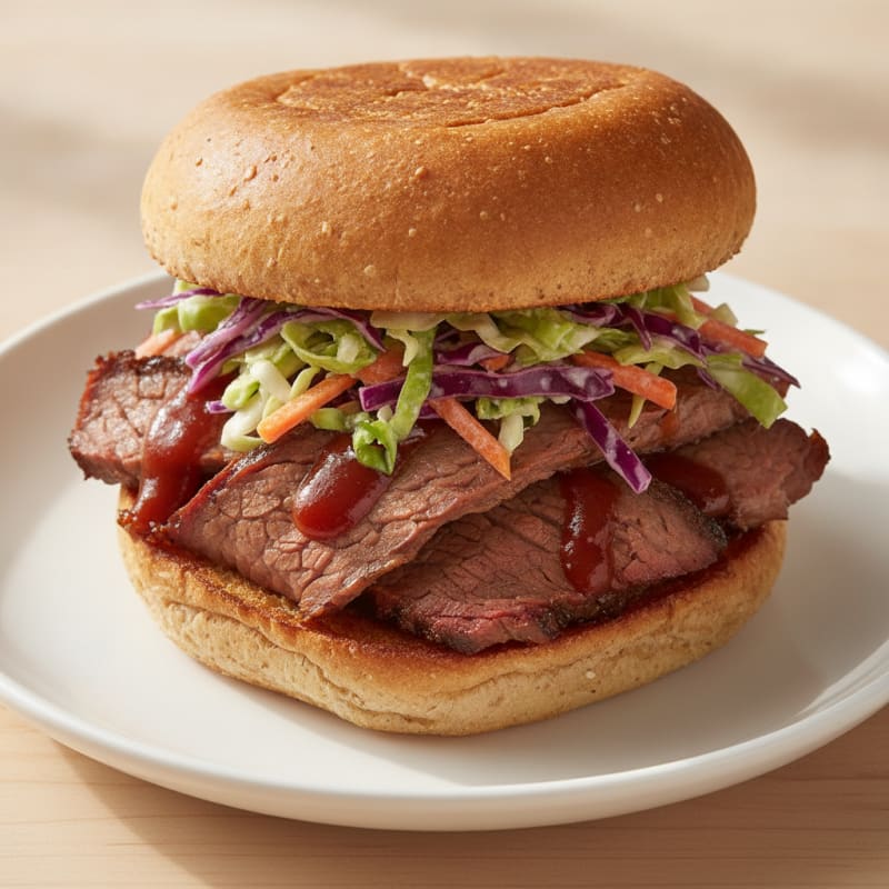 Smoky Brisket Sandwich with Tangy Slaw