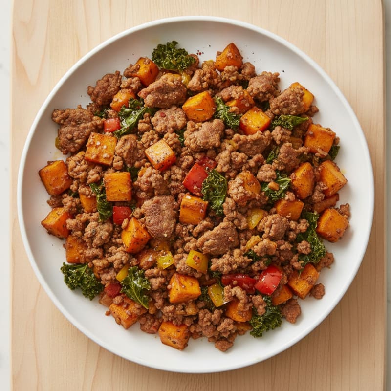 Ground Beef and Sweet Potato Hash
