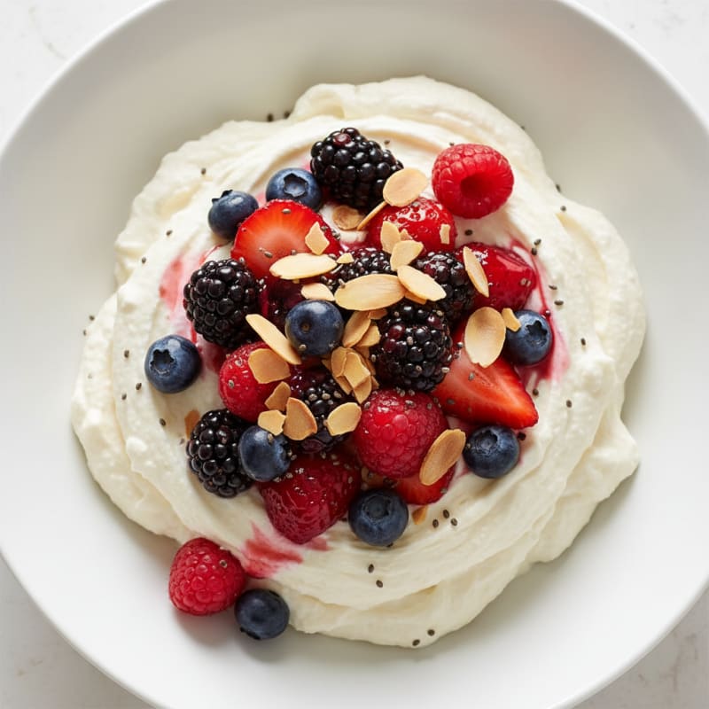Silky Greek Yogurt Protein Mousse with Mixed Berries