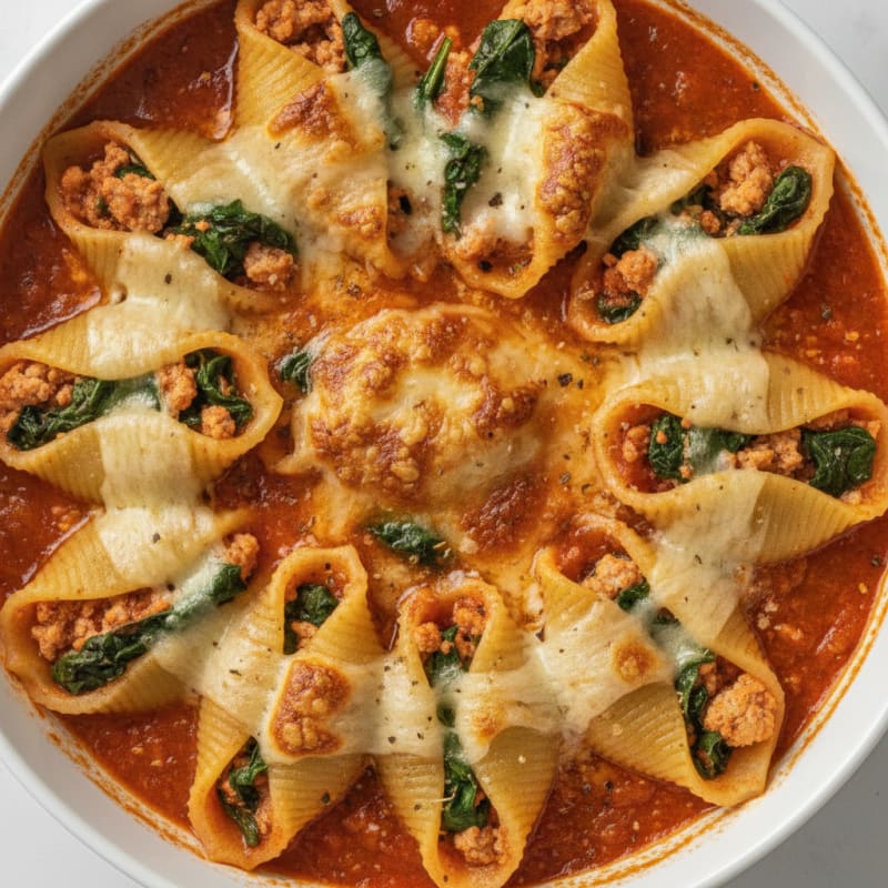 Spinach Ricotta Stuffed Shells with Marinara