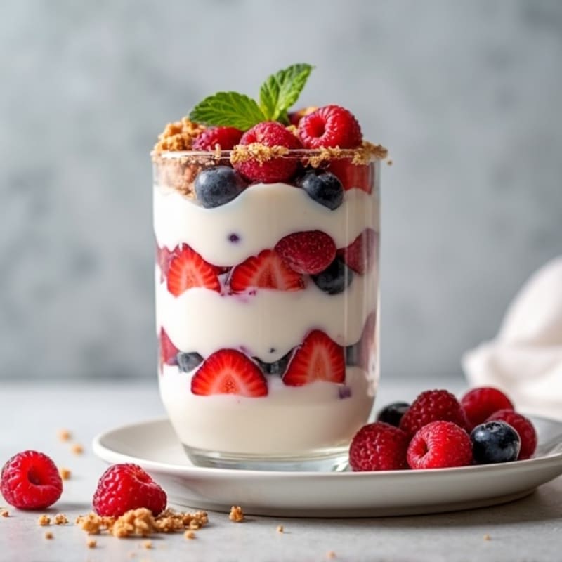 Greek Yogurt Protein Parfait with Mixed Berries