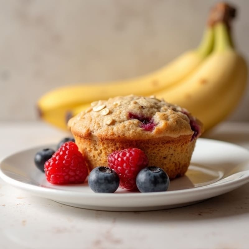 Fluffy Banana Berry Baked Muffins