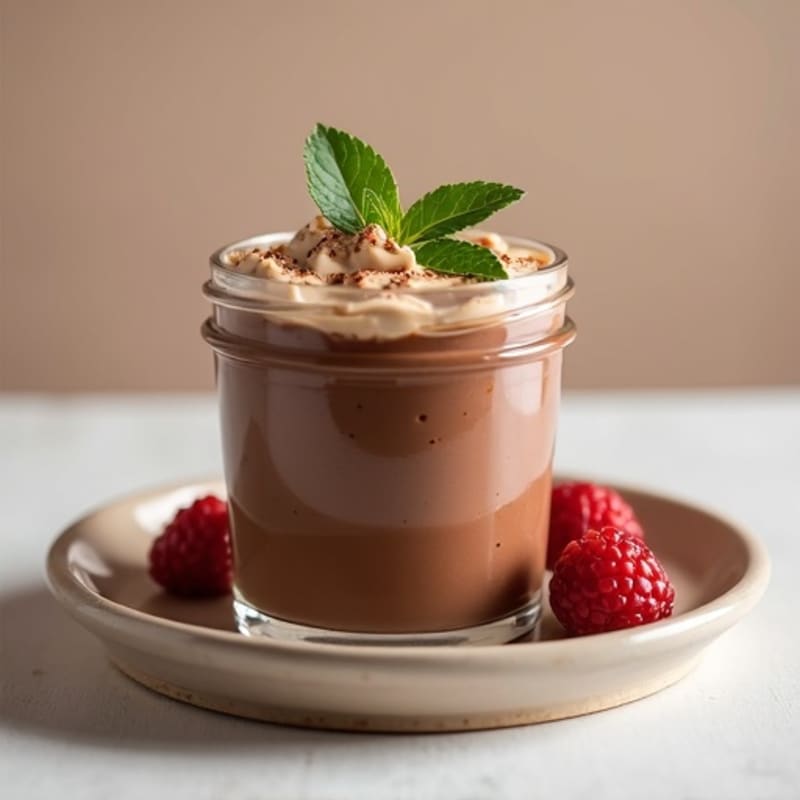 Creamy Vegan Protein Chocolate Pudding with Almond Butter Swirl