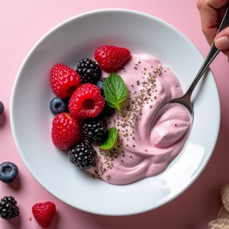 Greek Yogurt Protein Pudding with Mixed Berries