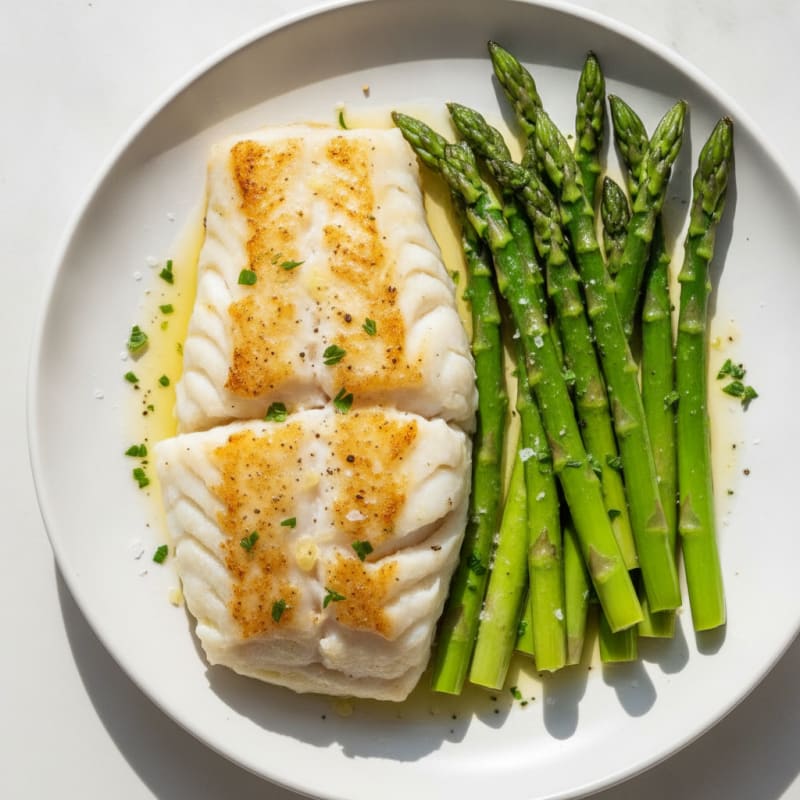 Baked Cod with Steamed Asparagus