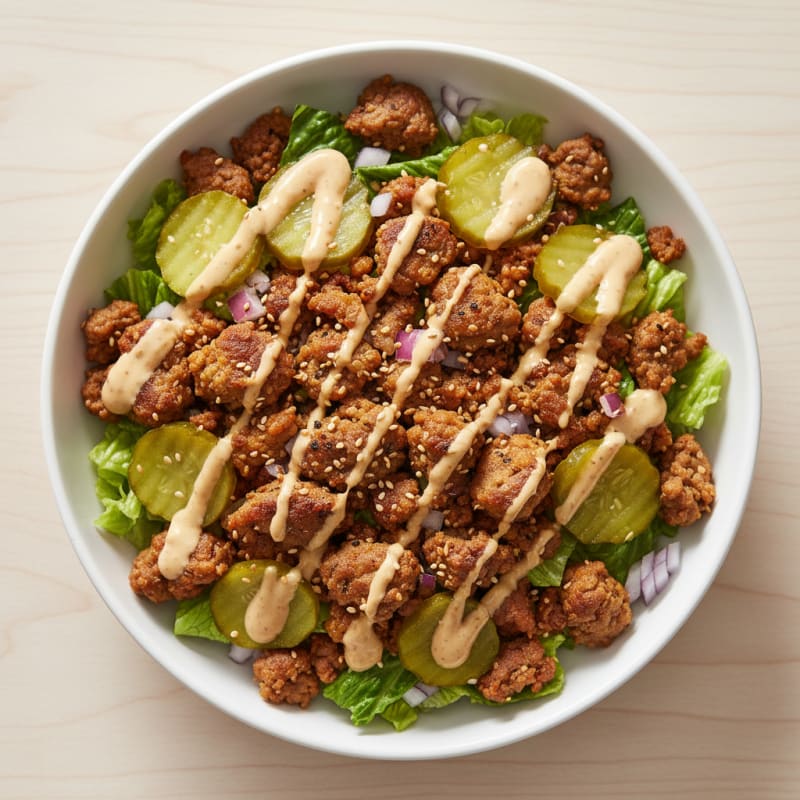 Crispy Ground Beef Big Mac Bowl